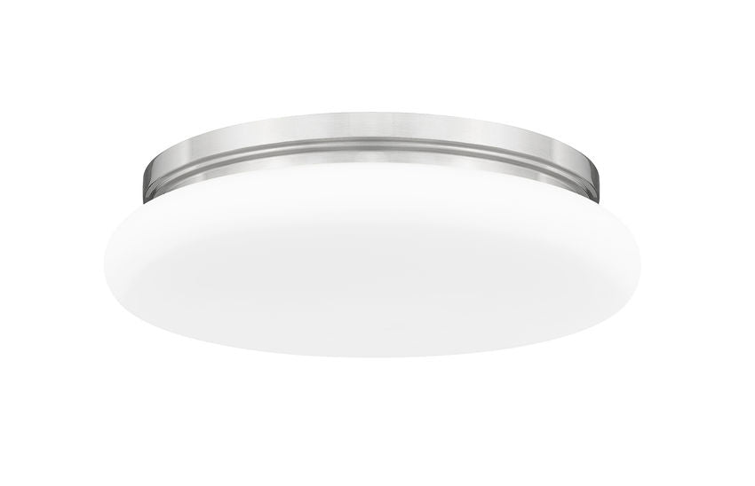 Z-Lite Soleil 16" 1-Light Integrated LED Brushed Nickel Steel Frame Matte Opal Glass Shade Flush Mount Lighting