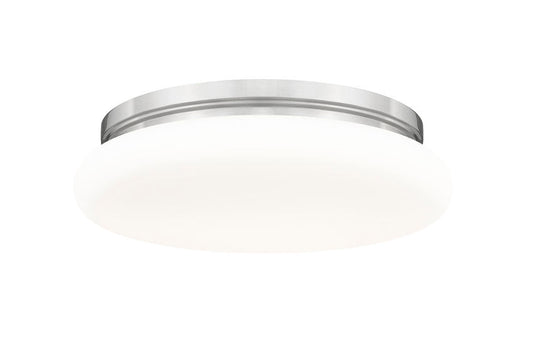 Z-Lite Soleil 16" 1-Light Integrated LED Brushed Nickel Steel Frame Matte Opal Glass Shade Flush Mount Lighting