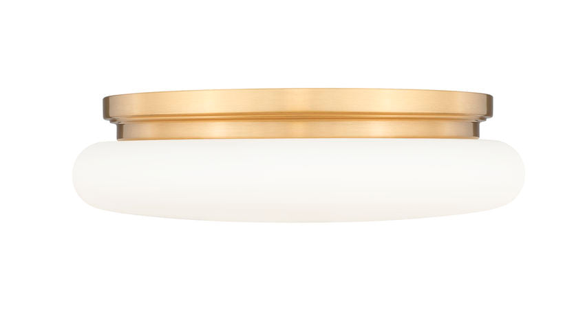 Z-Lite Soleil 16" 1-Light Integrated LED Matte Opal Glass Shade Modern Gold Steel Frame Flush Mount Lighting