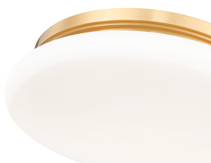 Z-Lite Soleil 16" 1-Light Integrated LED Matte Opal Glass Shade Modern Gold Steel Frame Flush Mount Lighting