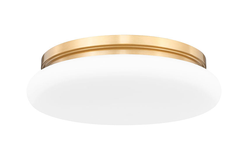 Z-Lite Soleil 16" 1-Light Integrated LED Matte Opal Glass Shade Modern Gold Steel Frame Flush Mount Lighting