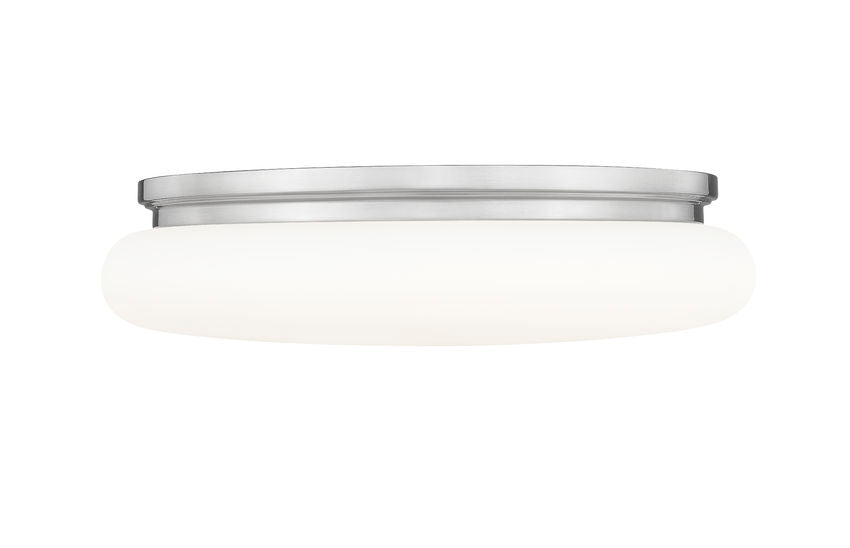 Z-Lite Soleil 20" 1-Light Integrated LED Matte Opal Glass Shade Brushed Nickel Steel Frame Flush Mount Lighting