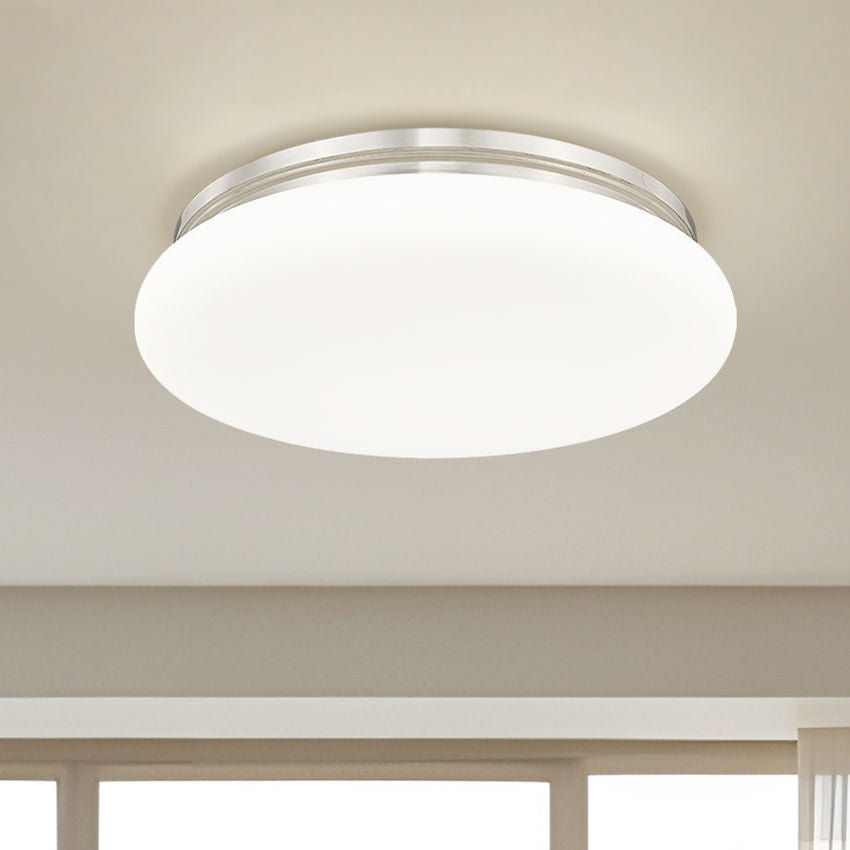 Z-Lite Soleil 20" 1-Light Integrated LED Matte Opal Glass Shade Brushed Nickel Steel Frame Flush Mount Lighting