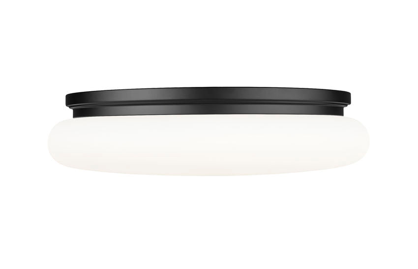 Z-Lite Soleil 20" 1-Light Integrated LED Matte Opal Glass Shade Matte Black Steel Frame Flush Mount Lighting