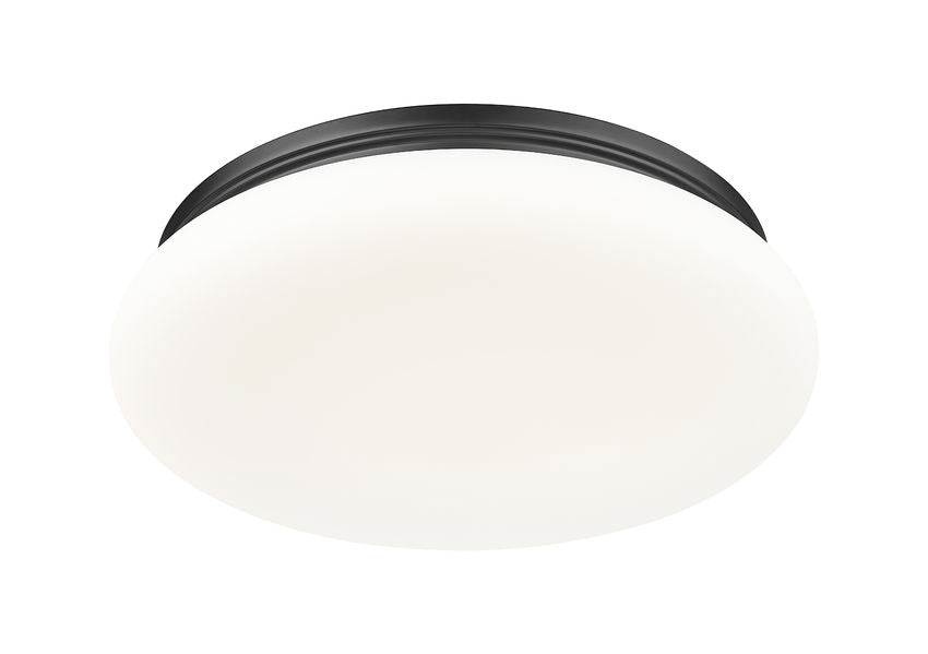 Z-Lite Soleil 20" 1-Light Integrated LED Matte Opal Glass Shade Matte Black Steel Frame Flush Mount Lighting