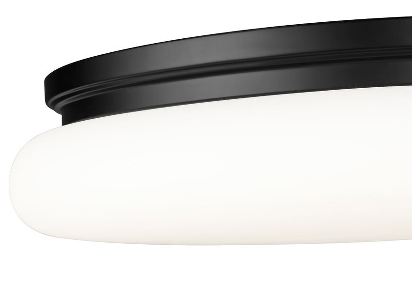 Z-Lite Soleil 20" 1-Light Integrated LED Matte Opal Glass Shade Matte Black Steel Frame Flush Mount Lighting