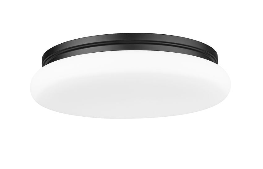 Z-Lite Soleil 20" 1-Light Integrated LED Matte Opal Glass Shade Matte Black Steel Frame Flush Mount Lighting