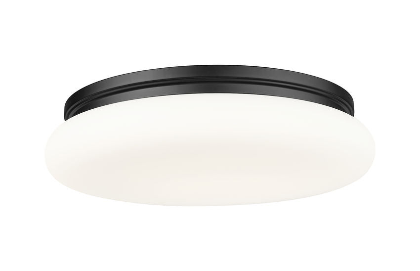 Z-Lite Soleil 20" 1-Light Integrated LED Matte Opal Glass Shade Matte Black Steel Frame Flush Mount Lighting