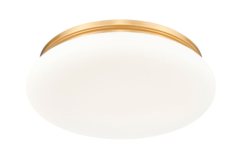 Z-Lite Soleil 20" 1-Light Integrated LED Matte Opal Glass Shade Modern Gold Steel Frame Flush Mount Lighting