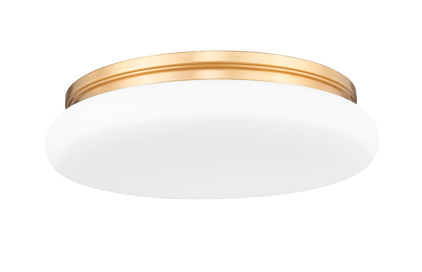 Z-Lite Soleil 20" 1-Light Integrated LED Matte Opal Glass Shade Modern Gold Steel Frame Flush Mount Lighting