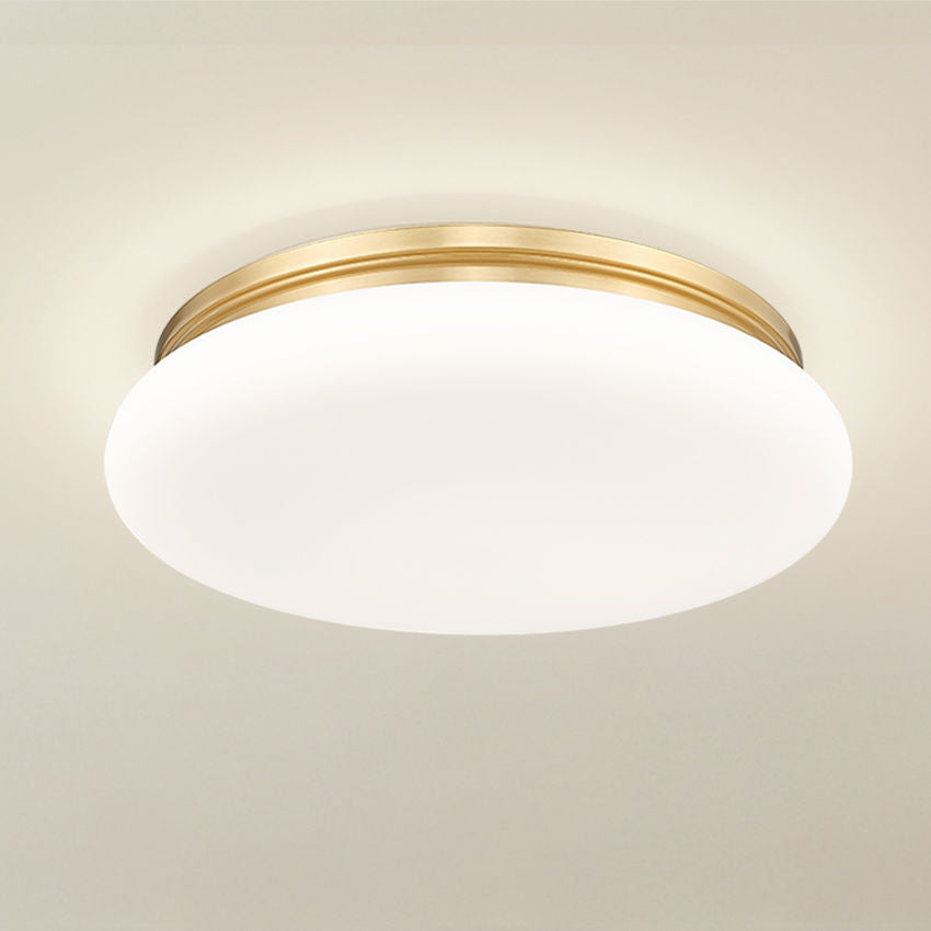 Z-Lite Soleil 20" 1-Light Integrated LED Matte Opal Glass Shade Modern Gold Steel Frame Flush Mount Lighting