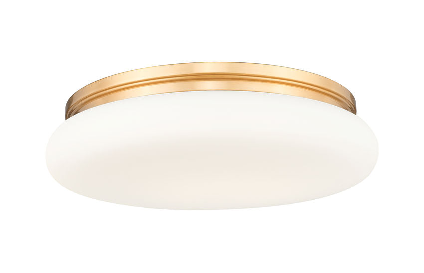 Z-Lite Soleil 20" 1-Light Integrated LED Matte Opal Glass Shade Modern Gold Steel Frame Flush Mount Lighting