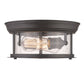 Z-Lite Sonna 11" 2-Light Bronze Flush Mount Lighting With Clear Seedy Glass Shade