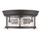 Z-Lite Sonna 11" 2-Light Bronze Flush Mount Lighting With Clear Seedy Glass Shade