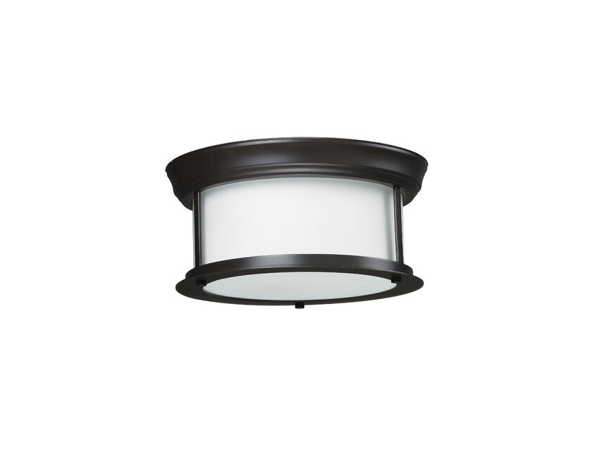 Z-Lite Sonna 11" 2-Light Bronze Flush Mount Lighting With Matte Opal Glass Shade