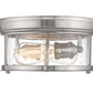 Z-Lite Sonna 11" 2-Light Brushed Nickel Flush Mount Lighting With Clear Seedy Glass Shade