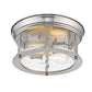 Z-Lite Sonna 11" 2-Light Brushed Nickel Flush Mount Lighting With Clear Seedy Glass Shade