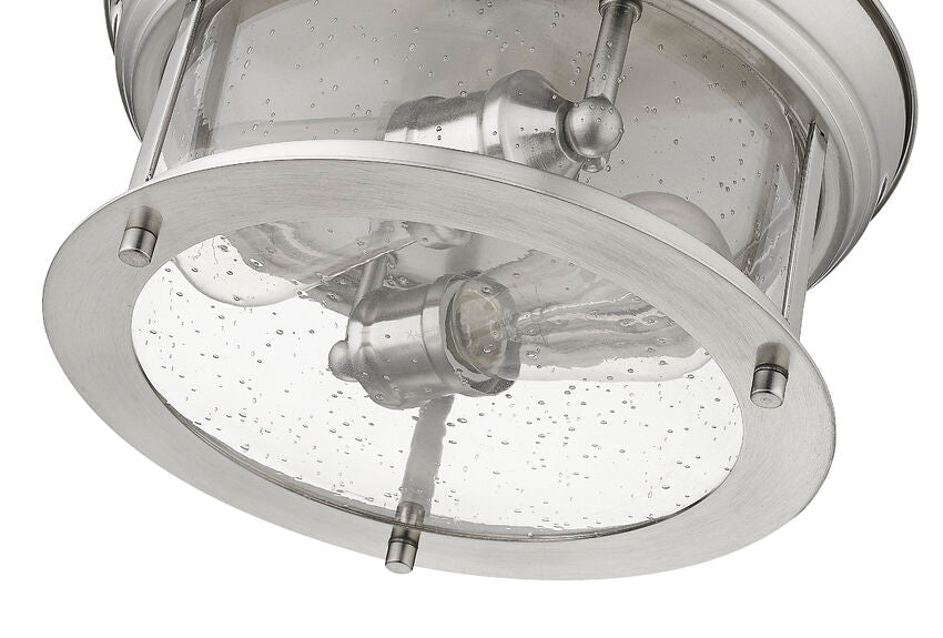 Z-Lite Sonna 11" 2-Light Brushed Nickel Flush Mount Lighting With Clear Seedy Glass Shade