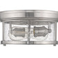 Z-Lite Sonna 11" 2-Light Brushed Nickel Flush Mount Lighting With Clear Seedy Glass Shade