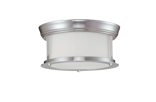 Z-Lite Sonna 11" 2-Light Brushed Nickel Flush Mount Lighting With Matte Opal Glass Shade