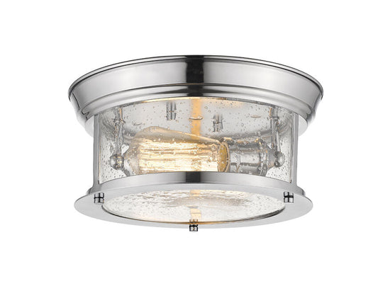 Z-Lite Sonna 11" 2-Light Chrome Flush Mount Lighting With Clear Seedy Glass Shade