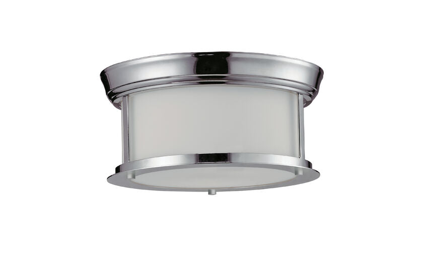 Z-Lite Sonna 11" 2-Light Chrome Flush Mount Lighting With Matte Opal Glass Shade