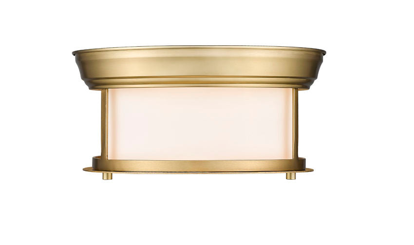 Z-Lite Sonna 11" 2-Light Heritage Brass Flush Mount Lighting With Matte Opal Glass Shade