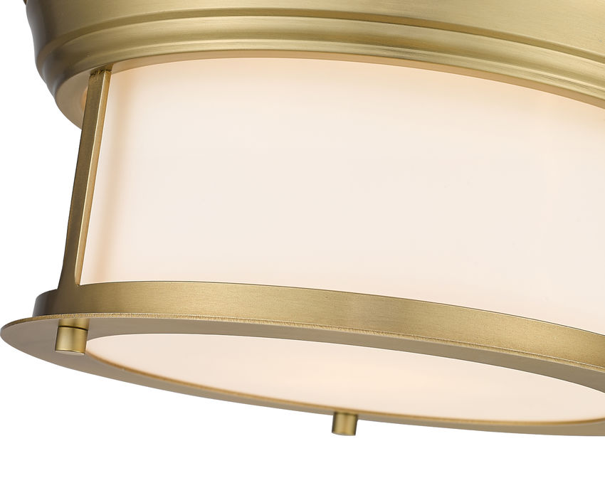 Z-Lite Sonna 11" 2-Light Heritage Brass Flush Mount Lighting With Matte Opal Glass Shade