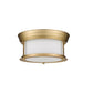 Z-Lite Sonna 11" 2-Light Heritage Brass Flush Mount Lighting With Matte Opal Glass Shade