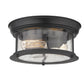 Z-Lite Sonna 11" 2-Light Matte Black Flush Mount Lighting With Clear Seedy Glass Shade