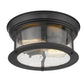 Z-Lite Sonna 11" 2-Light Matte Black Flush Mount Lighting With Clear Seedy Glass Shade