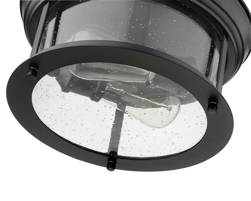 Z-Lite Sonna 11" 2-Light Matte Black Flush Mount Lighting With Clear Seedy Glass Shade