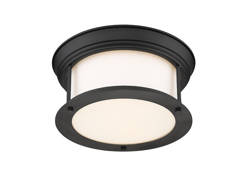 Z-Lite Sonna 11" 2-Light Matte Black Flush Mount Lighting With Matte Opal Glass Shade