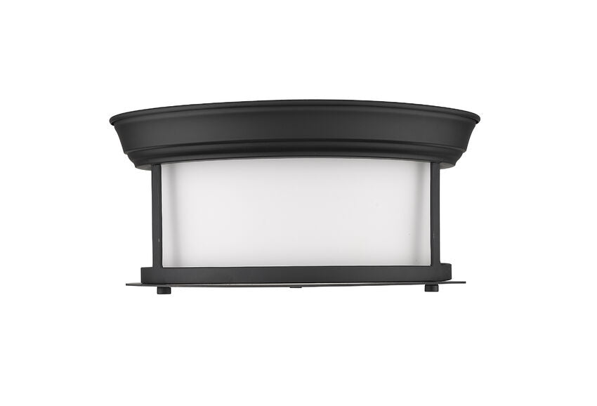 Z-Lite Sonna 11" 2-Light Matte Black Flush Mount Lighting With Matte Opal Glass Shade