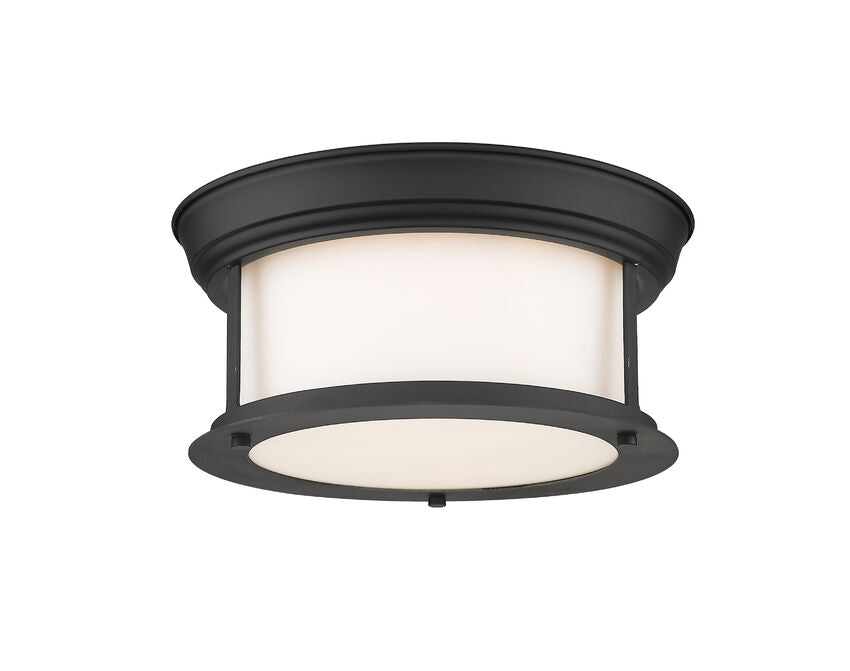 Z-Lite Sonna 11" 2-Light Matte Black Flush Mount Lighting With Matte Opal Glass Shade