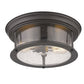 Z-Lite Sonna 14" 2-Light Bronze Flush Mount Lighting With Clear Seedy Glass Shade