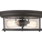 Z-Lite Sonna 14" 2-Light Bronze Flush Mount Lighting With Clear Seedy Glass Shade