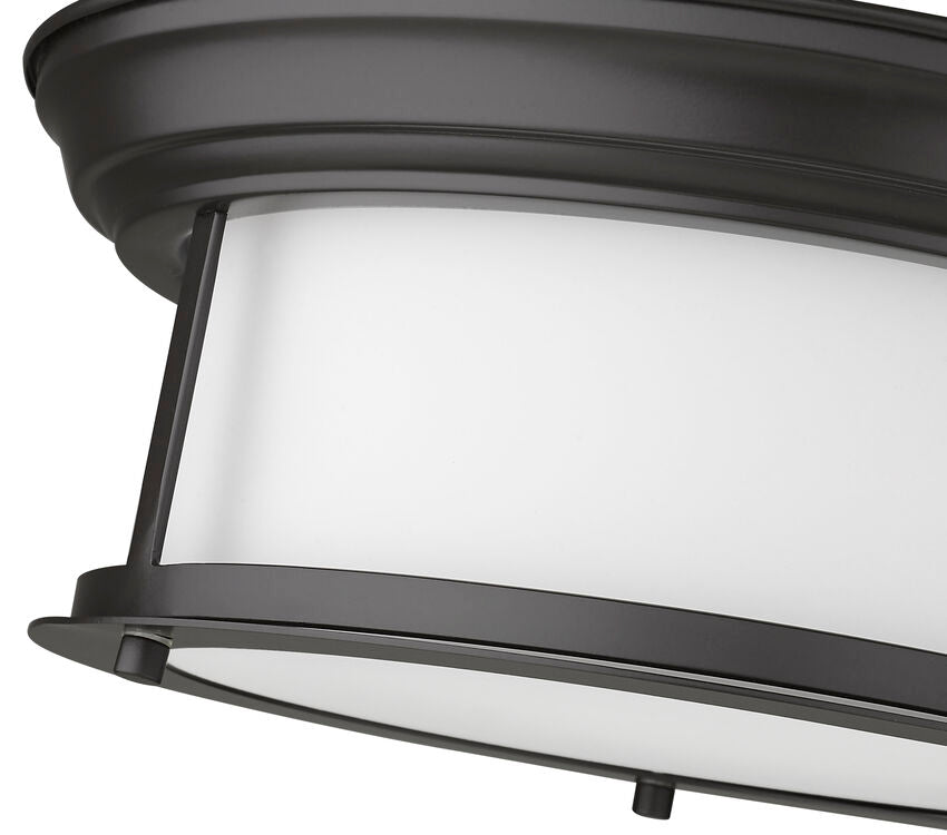 Z-Lite Sonna 14" 2-Light Bronze Flush Mount Lighting With Matte Opal Glass Shade