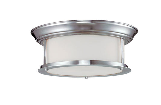 Z-Lite Sonna 14" 2-Light Brushed Nickel Flush Mount Lighting With Matte Opal Glass Shade