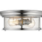 Z-Lite Sonna 14" 2-Light Chrome Flush Mount Lighting With Clear Seedy Glass Shade