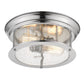 Z-Lite Sonna 14" 2-Light Chrome Flush Mount Lighting With Clear Seedy Glass Shade