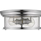 Z-Lite Sonna 14" 2-Light Chrome Flush Mount Lighting With Clear Seedy Glass Shade