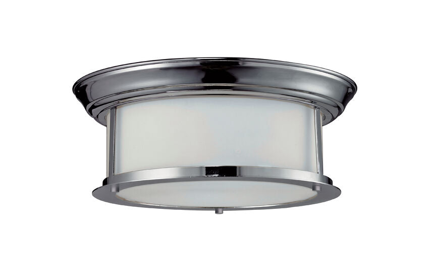 Z-Lite Sonna 14" 2-Light Chrome Flush Mount Lighting With Matte Opal Glass Shade