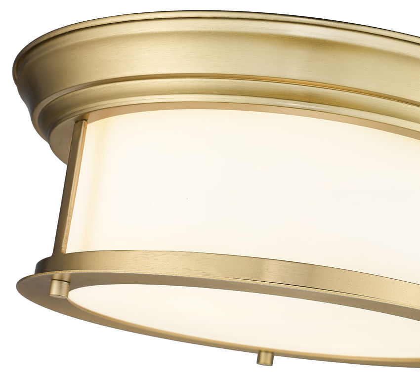 Z-Lite Sonna 14" 2-Light Heritage Brass Flush Mount Lighting With Matte Opal Glass Shade