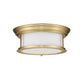 Z-Lite Sonna 14" 2-Light Heritage Brass Flush Mount Lighting With Matte Opal Glass Shade