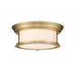 Z-Lite Sonna 14" 2-Light Heritage Brass Flush Mount Lighting With Matte Opal Glass Shade