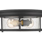 Z-Lite Sonna 14" 2-Light Matte Black Flush Mount Lighting With Clear Seedy Glass Shade