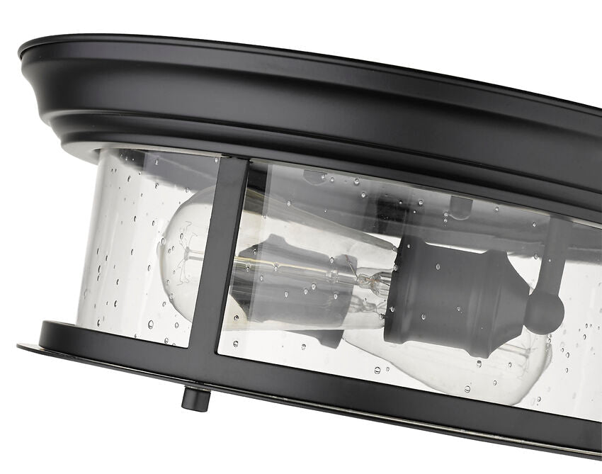 Z-Lite Sonna 14" 2-Light Matte Black Flush Mount Lighting With Clear Seedy Glass Shade