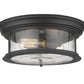 Z-Lite Sonna 14" 2-Light Matte Black Flush Mount Lighting With Clear Seedy Glass Shade