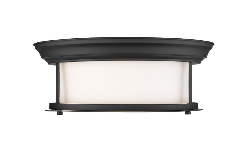 Z-Lite Sonna 14" 2-Light Matte Black Flush Mount Lighting With Matte Opal Glass Shade